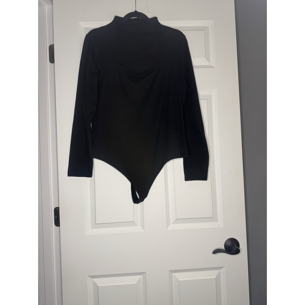 Express Body Contour Long Sleeve Bodysuit Xl Black Cut Out Chest